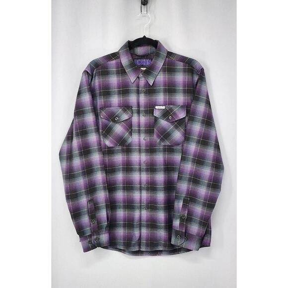 Dixxon Flannel Shirt Mens Medium Purple Plaid LS Ballistic 97 BJ Baldwin Punk - Picture 1 of 15